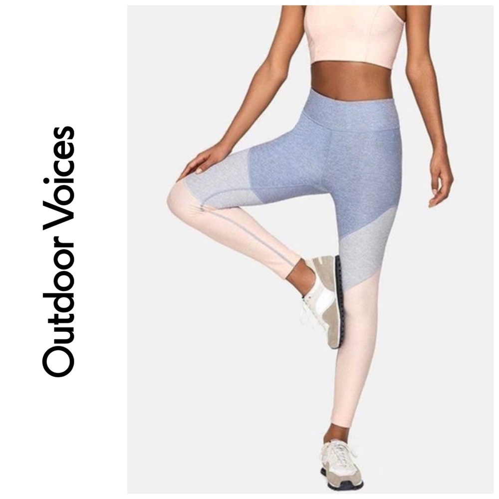 NEW Outdoor Voices Springs Colorblock 7/8 Leggings High Rise Lake Dove Rose S - Picture 2 of 14